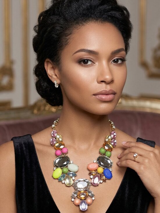 Jewelry - Vibrant Multi-Color Crystal Statement Necklace